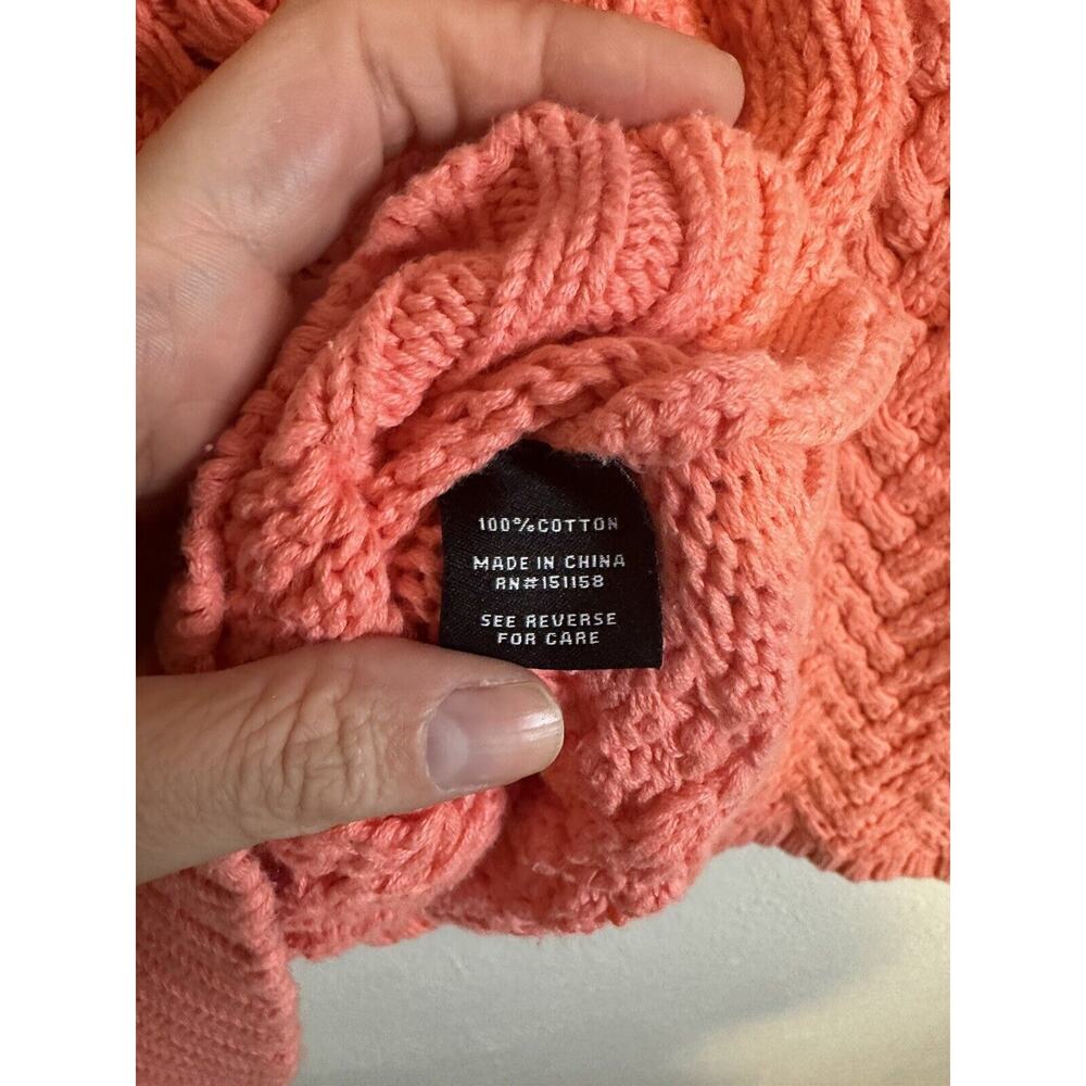 525 America Women’s Cable Knit Sweater 100% Cotton Coral Pink Size XS - Picture 4 of 5